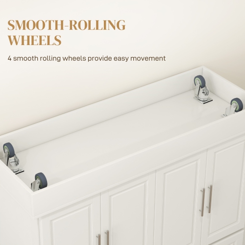 Îlot de cuisine de HOMCOM avec rangement, chariot de cuisine sur roulettes avec dessus en acier inoxydable, 2 tiroirs, 2 armoires, support à épices,