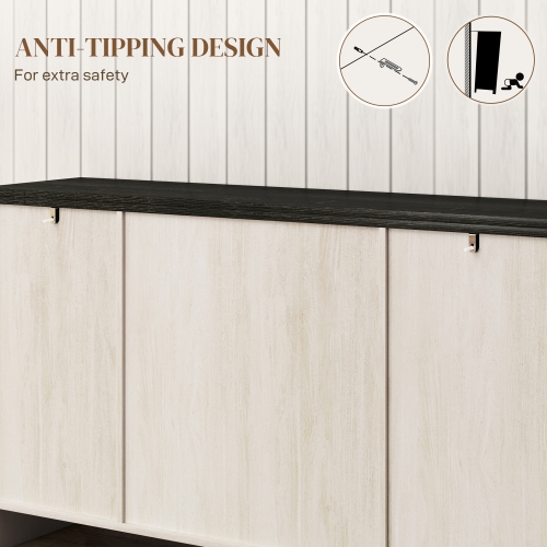 HOMCOM Farmhouse Sideboard, Buffet Cabinet with Storage, Kitchen Storage Cabinets with 4 Barn-style Doors and Adjustable Shelves, Coffee Bar Cabinet,