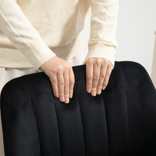 Vinsetto Office Desk Chair, Height Adjustable Computer Task Chair, Modern Fabric Makeup Vanity Chair with Swivel Wheels, Black