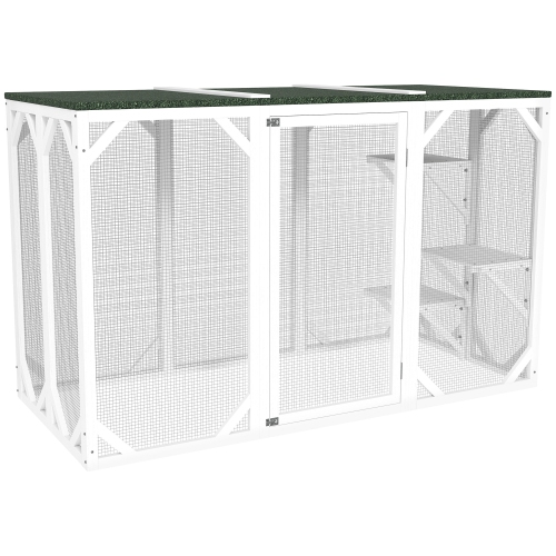 PawHut – Cage de chat intérieur Catio extérieur, petite étagère pour animal de compagnie pour lapin, chaton, cage avec toit étanche, plates-formes mu