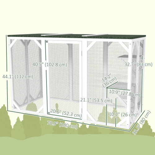 PawHut Catio Outdoor Cat Enclosure, Indoor Cat Cage, Pet House, Small Animal Hutch for Rabbit, Kitten, Kitty Crate Kennel with Waterproof Roof,