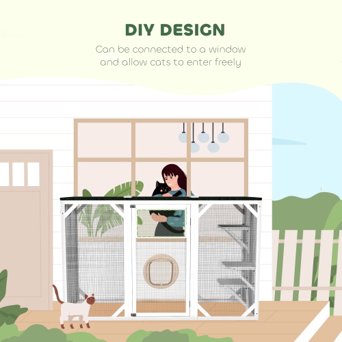 PawHut Catio Outdoor Cat Enclosure, Indoor Cat Cage, Pet House, Small Animal Hutch for Rabbit, Kitten, Kitty Crate Kennel with Waterproof Roof,