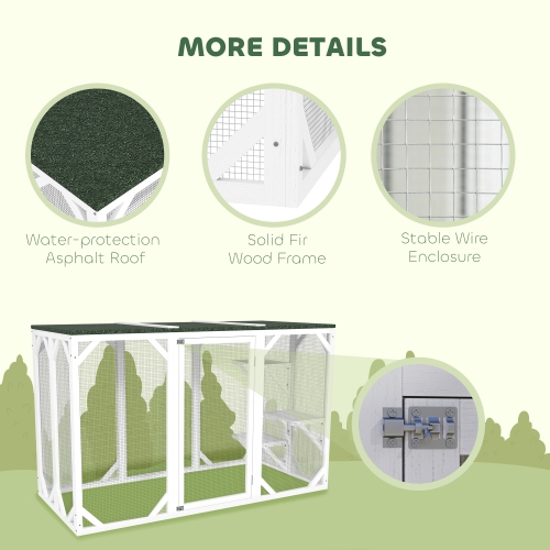 PawHut Catio Outdoor Cat Enclosure, Indoor Cat Cage, Pet House, Small Animal Hutch for Rabbit, Kitten, Kitty Crate Kennel with Waterproof Roof,