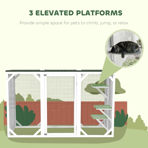 PawHut Catio Outdoor Cat Enclosure, Indoor Cat Cage, Pet House, Small Animal Hutch for Rabbit, Kitten, Kitty Crate Kennel with Waterproof Roof,