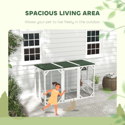 PawHut Catio Outdoor Cat Enclosure, Indoor Cat Cage, Pet House, Small Animal Hutch for Rabbit, Kitten, Kitty Crate Kennel with Waterproof Roof,