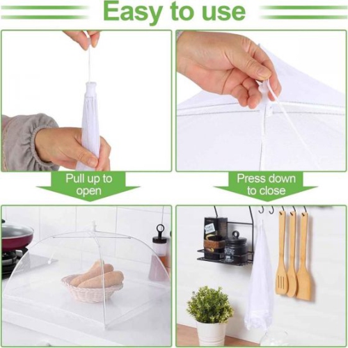 Food Cover For Outside 1 Pcs Reusable Food Tent Fruit Cover Pop-Up Food Nets Outdoors Mesh Screen Collapsible ,White