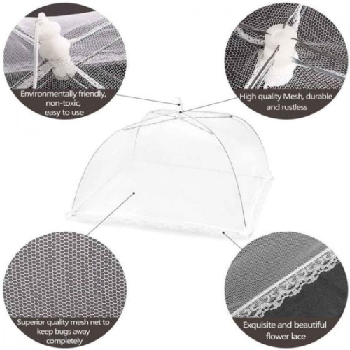 Food Cover For Outside 1 Pcs Reusable Food Tent Fruit Cover Pop-Up Food Nets Outdoors Mesh Screen Collapsible ,White