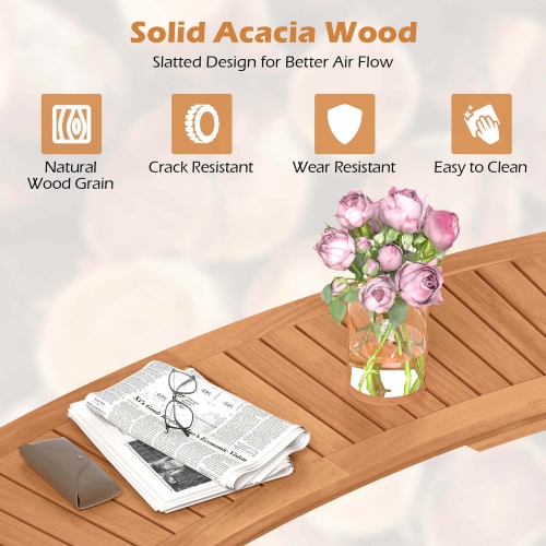 Banc courbé extérieur 4 PCS avec siège à lattes en bois d'acacia massif pour la cour de Costway