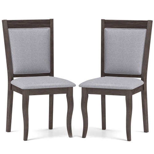 Costway Wood Dining Chairs Set of 2 with Rubber Wood Frame Padded Seat High Backrest