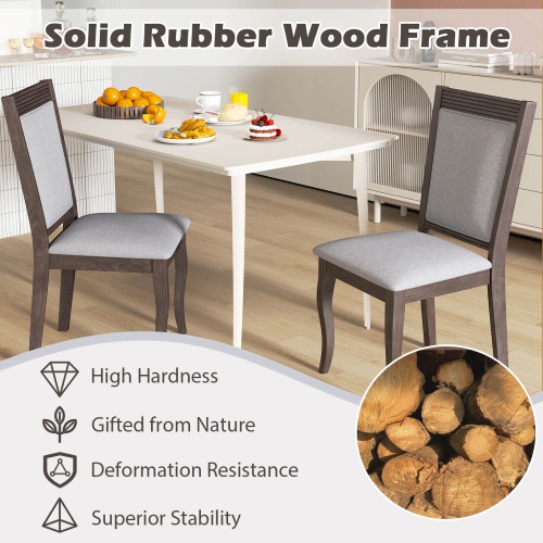 Costway Wood Dining Chairs Set of 4 with Rubber Wood Frame Padded Seat High Backrest