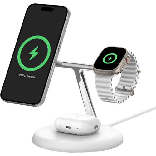 Belkin BoostCharge Pro 3-in-1 Magnetic Charging Stand White