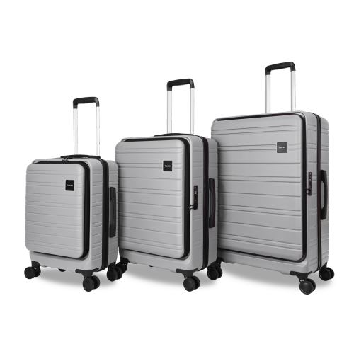TUCCI ITALY CIRCOLO 3PC LUGGAGE SET EXPANDABLE-SILVER