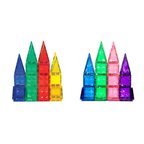 CreateOn Crayola PIP Magnetic Tiles Bundle - 24 pc Bold Colours & 24 pc Glitter