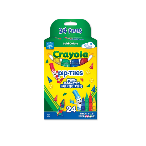 CreateOn Crayola PIP Magnetic Tiles Bundle - 24 pc Bold Colours & 24 pc Glitter