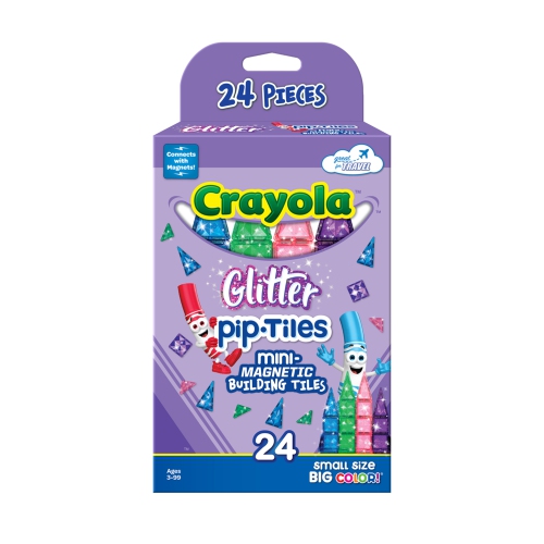 CreateOn Crayola PIP Magnetic Tiles Bundle - 24 pc Bold Colours & 24 pc Glitter