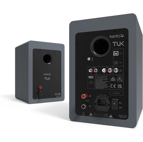 Kanto TUK Powered Bookshelf Speakers w/ Built-in USB DAC, Dedicated RCA w/ Phono Pre-amp, Bluetooth, AMT Tweeter & 5.25" Aluminum Driver