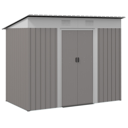 Image 1 de 9.. Remise extérieure Outsunny de 7 x 4 pi, range-outils de jardin en métal avec portes coulissantes verrouillables et évents pour pelouse de jardin,