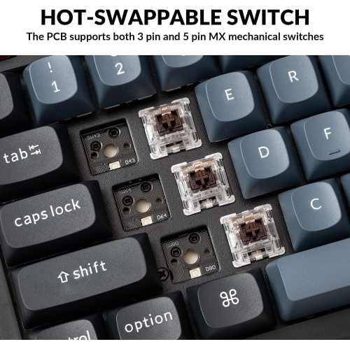 V6 Wired Custom Mechanical Keyboard Knob Version, QMK/VIA Full-Size Programmable with Hot-swappable K Pro Brown Switch Compatible for Mac Windows