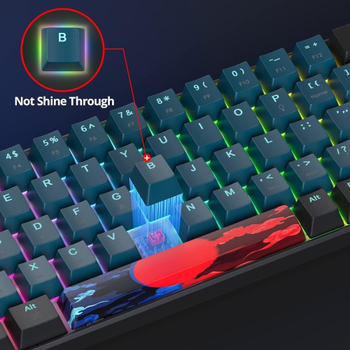 60% Wired Gaming Keyboard, 68 Keys Portable Mechanical Keyboard, Compact Mini Keyboard with RGB Backlit Red Switch PBT Keycaps for Win Laptop