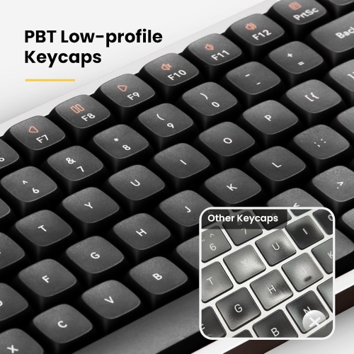 Flow84 Low Profile Mechanical Keyboard, 75 Percent Rechargeable Wireless Keyboards with Bluetooth and Wired Connection for Windows, Mac OS/White