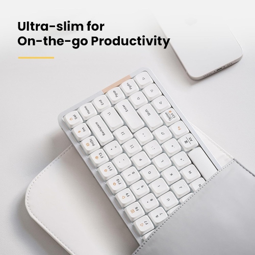 Flow84 Low Profile Mechanical Keyboard, 75 Percent Rechargeable Wireless Keyboards with Bluetooth and Wired Connection for Windows, Mac OS/White