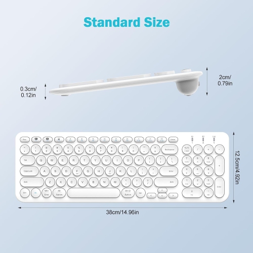 Wireless Bluetooth Keyboard Rechargeable, Slim Sleek Design, Bluetooth & USB Multi-Device Switching, Quiet Typing, Separate Numeric Keypad, for