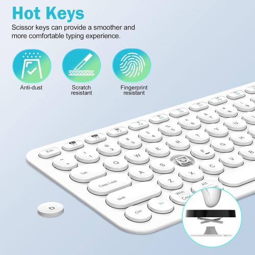 Wireless Bluetooth Keyboard Rechargeable, Slim Sleek Design, Bluetooth & USB Multi-Device Switching, Quiet Typing, Separate Numeric Keypad, for