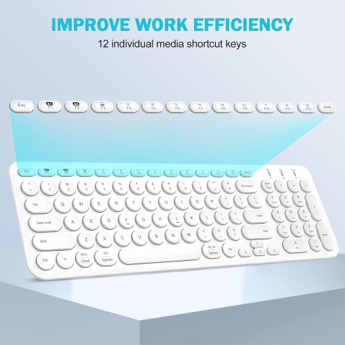 Wireless Bluetooth Keyboard Rechargeable, Slim Sleek Design, Bluetooth & USB Multi-Device Switching, Quiet Typing, Separate Numeric Keypad, for