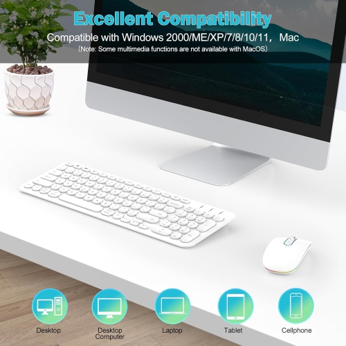 Wireless Bluetooth Keyboard Rechargeable, Slim Sleek Design, Bluetooth & USB Multi-Device Switching, Quiet Typing, Separate Numeric Keypad, for