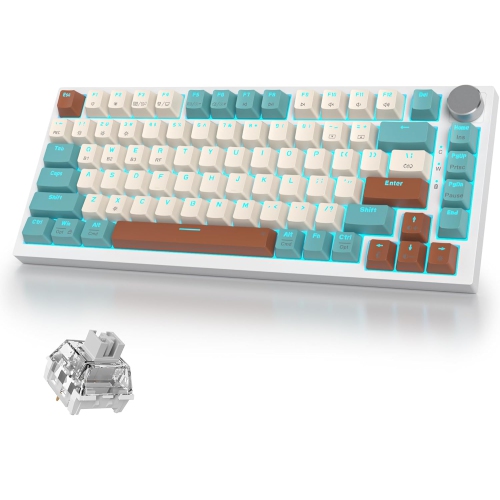 400PRO 75% Wireless Mechanical Keyboard with Knob, Gasket Hot Swappable RGB Gaming Keyboard, Bluetooth/2.4GHz/USB-C Custom Keyboard with Pre-lubed