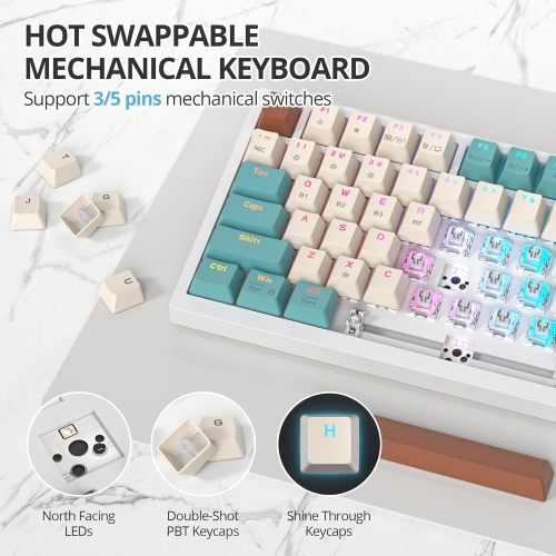 400PRO 75% Wireless Mechanical Keyboard with Knob, Gasket Hot Swappable RGB Gaming Keyboard, Bluetooth/2.4GHz/USB-C Custom Keyboard with Pre-lubed