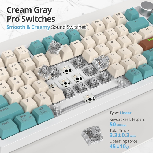 400PRO 75% Wireless Mechanical Keyboard with Knob, Gasket Hot Swappable RGB Gaming Keyboard, Bluetooth/2.4GHz/USB-C Custom Keyboard with Pre-lubed