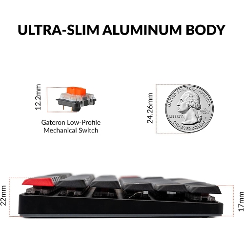 K3 Max Ultra-Slim Wireless Mechanical Keyboard, QMK/VIA Programmable Bluetooth 5.1/2.4 GHz/Wired with White Backlight Low Profile Gateron Mechanical