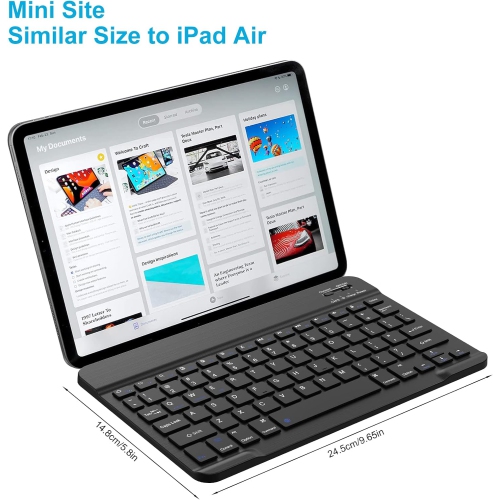 Ultra-Slim Bluetooth Wireless Keyboard, Portable Mini Rechargeable Keyboard for iPad, iPhone, Tablet, Laptop, MacBook, Multi-Device Keyboard