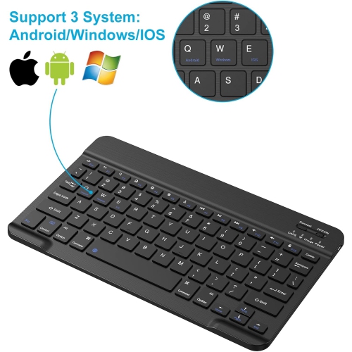 Ultra-Slim Bluetooth Wireless Keyboard, Portable Mini Rechargeable Keyboard for iPad, iPhone, Tablet, Laptop, MacBook, Multi-Device Keyboard