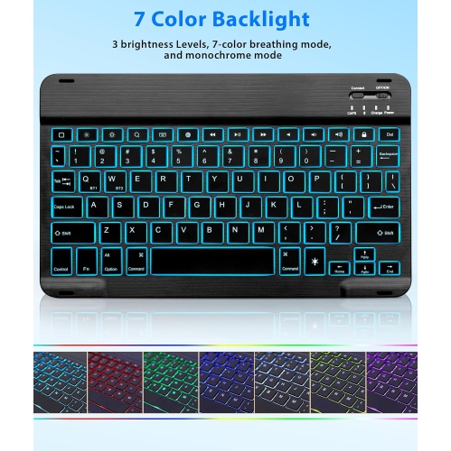 iPad 10th Generation Keyboard Case, iPad 10.9 inch 2022 Case with Keyboard, Detachable Keyboard Case for iPad 10th Gen, 7 Colors Backlit, 2 Bluetooth