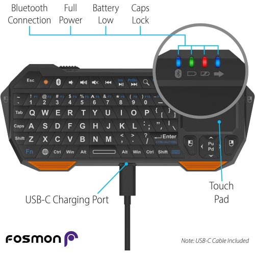 Mini Bluetooth Keyboard, Wireless Portable Lightweight with Built-In Touchpad, Compatible with Apple TV, PS4, HTPC/IPTVVR Glasses, Smartphones and