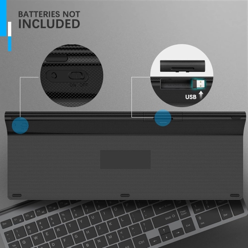 Wireless Keyboard,2.4G Slim and Compact Wireless Keyboard for PC, Mac,iMac,Desktop, Computer, Laptop, Smart TV,Windows XP/Vista/7/8/10 by -Black and