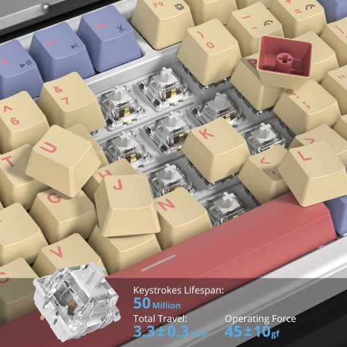 75% Cotton Candy Mechanical Gaming Keyboard, Hot Swap RGB Custom Keyboard with Knob, Gasket Mount Wired TKL Keyboard, Pre-lubed White Switch Creamy