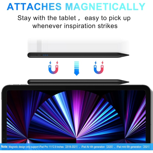 Stylus Pen for iPad with 4 Smooth Fine Tips and Palm Rejection Tilt Sensitivity High Precision Magnetic Pencil for iPad 10/9/8/7/6, iPad Air 5/4/3,