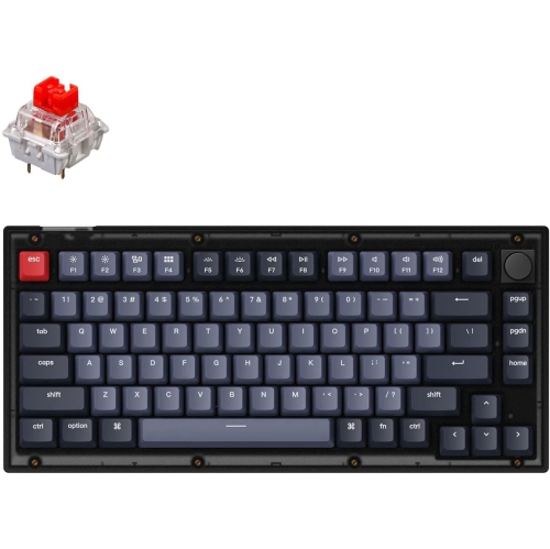 OECECA  V1 Hot-Swappable Custom Mechanical Keyboard, 75% Layout Knob Qmk/via Programmable RGB Backlight, Type-C Wi \w K Pro Switch for Mac Windows