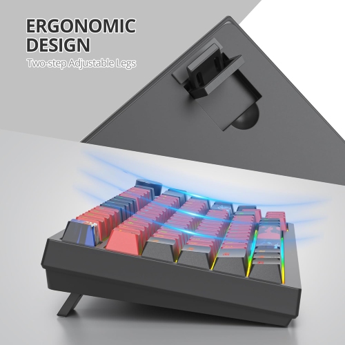 75% TKL Wired Mechanical Keyboard,RGB Backlit Gasket Mount 82 Key Hot Swappable Custom Linear Red Switch Gaming Keyboard with Volume Knob & PBT