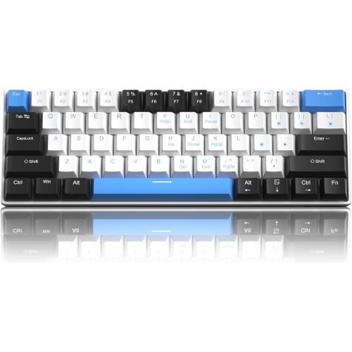 60 Percent Mechanical Gaming Keyboard,Black White Blue Mixed Color ...