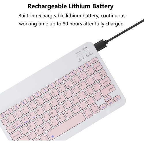 Ultra-Slim Rechargeable Bluetooth Keyboard Portable Compact Wireless Keyboard for Android Windows Samsung Galaxy Tab Tablet Smartphone Cell Phone iOS