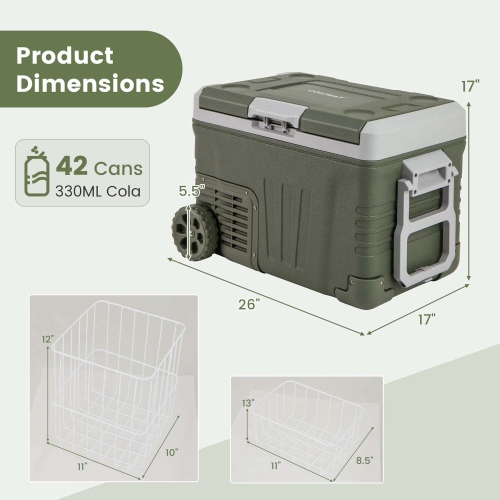Costway 12 Volt Car Refrigerator 37 QT Portable Car Fridge with -4℉~68℉ Adjustable Range