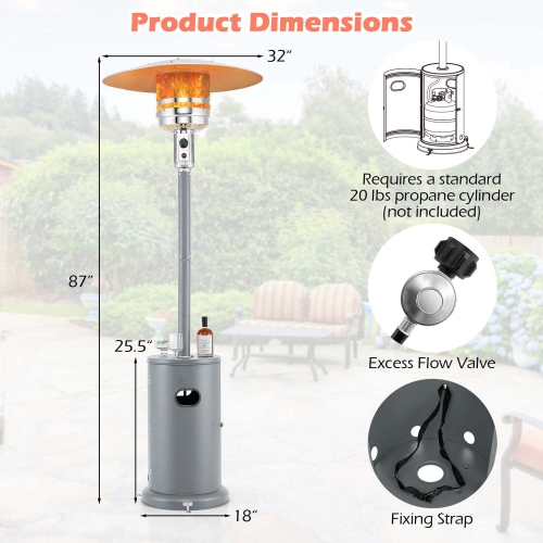 Costway 50,000 BTU Patio Heater with Wheels Round Table Design & Stainless Steel Burner
