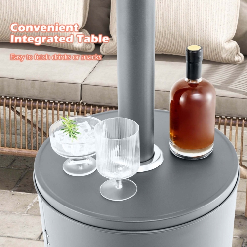 Costway 50,000 BTU Patio Heater with Wheels Round Table Design & Stainless Steel Burner