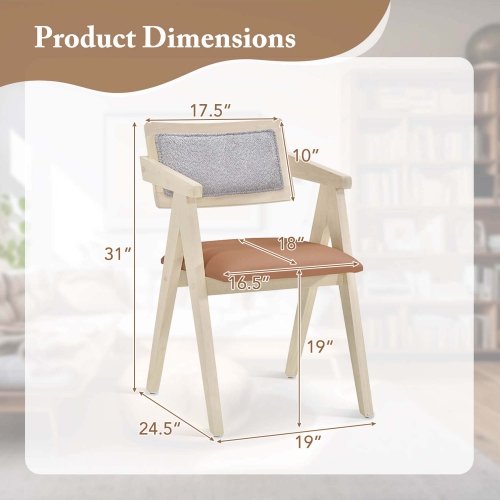 Ensemble de 4 chaises d'appoint modernes Costway avec coussins de siège en cuir et dossiers en Sherpa gris