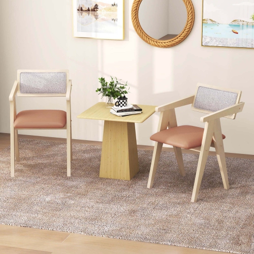 Ensemble de 4 chaises d'appoint modernes Costway avec coussins de siège en cuir et dossiers en Sherpa gris