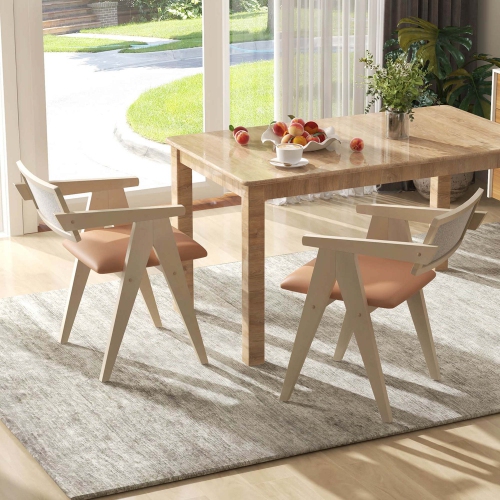 Ensemble de 4 chaises d'appoint modernes Costway avec coussins de siège en cuir et dossiers en Sherpa gris